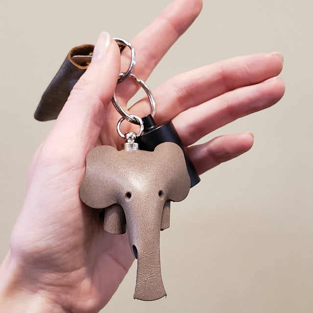 Genuine Leather Elephant Keychain, Handmade Elephant Bag-charm, OrangeRed  at  Women's Clothing store